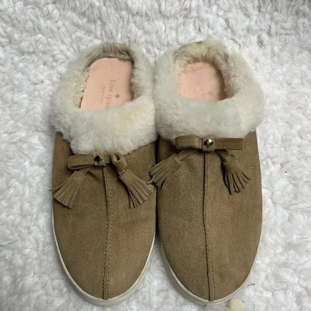 - Kate Spade New York Suede Tassel Fleece Lined Slip On Mule Sneakers size…